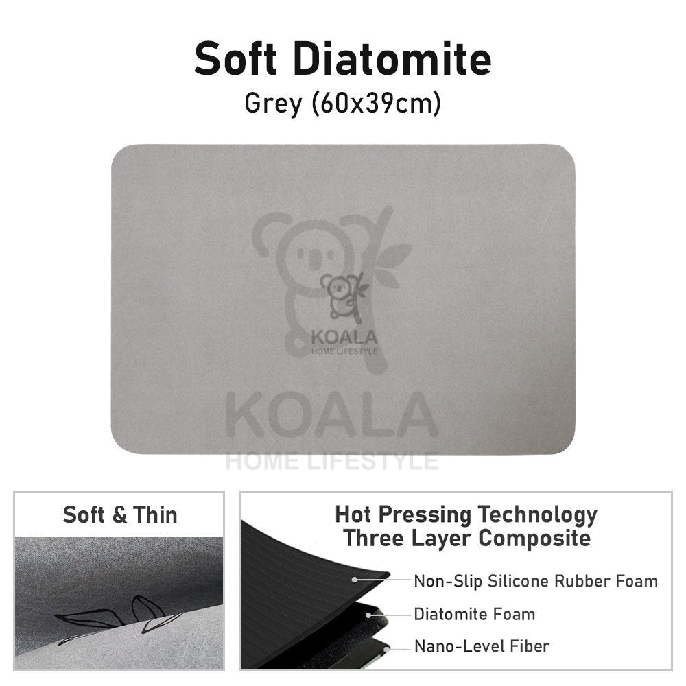 Koala Home Diatomite Anti-Slip Absorbent Kitchen Soft Mat Floor Mat Oil Water Scratch Proof Quick Dry