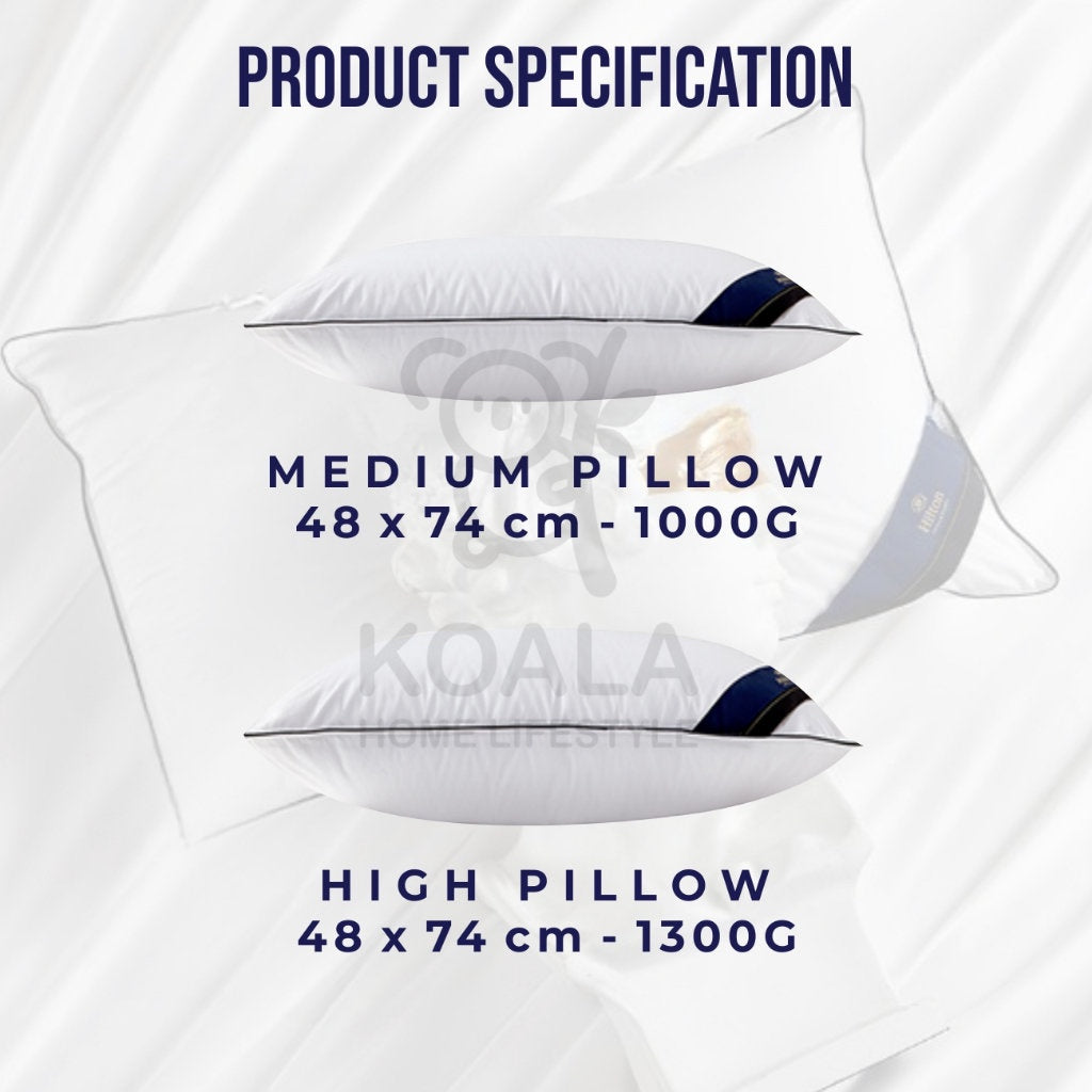 Koala Home 5 Star Hilton Pillow Hotel Pillows Premium Comfort Anti Dustmite 1000g/1300g