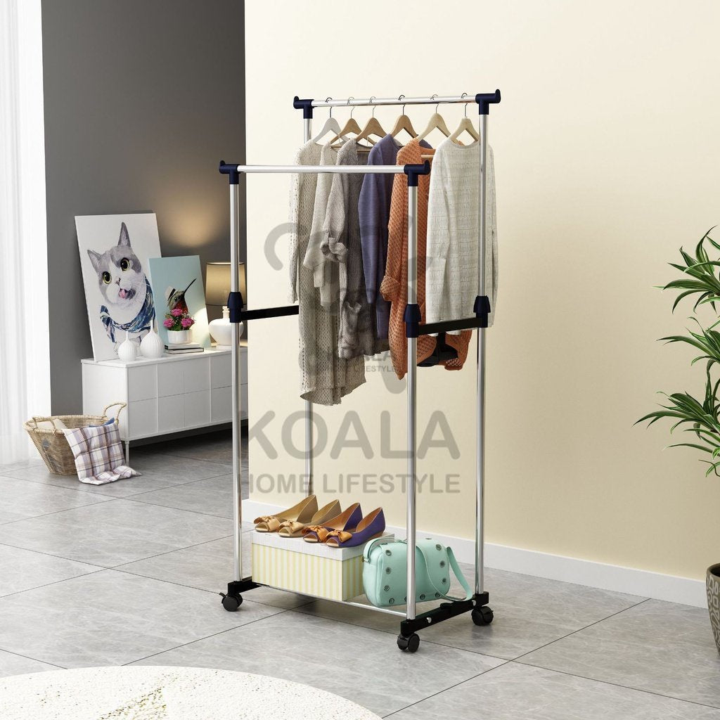 Koala Home Coat Rack Adjustable  Pole  Clothes Rack Stand Coat Hanger Clothes Drying Rack With Wheels