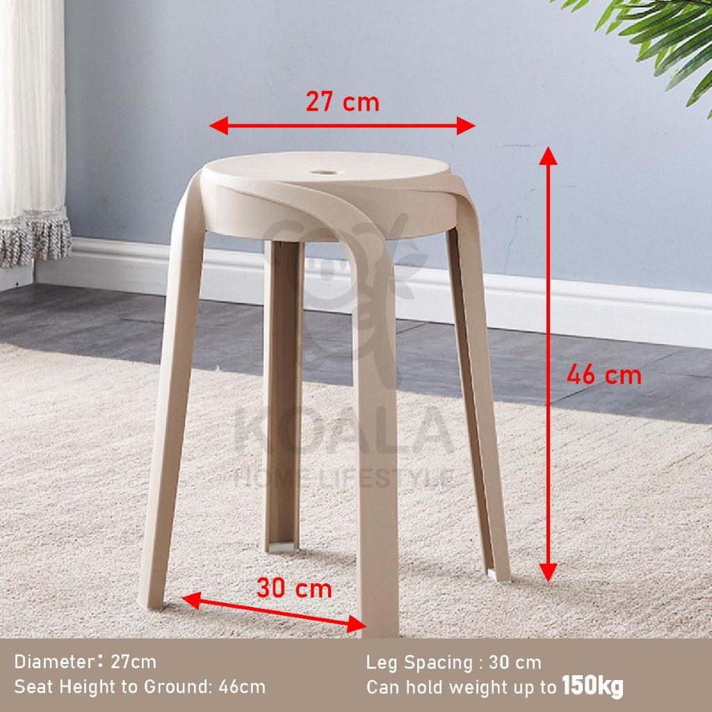 Koala Home Plastic Stool Chair/Stackable/Round Stool/High Stool/Nordic Minimalist Chair Thickened