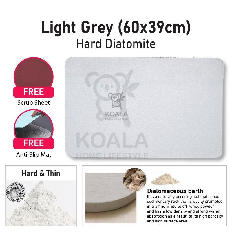 Koala Home Anti Slip Diatomite Absorbent Soft Mat / Hard Mat/Bathroom Mat/Floor Mat/Kitchen Mat Quick Dry