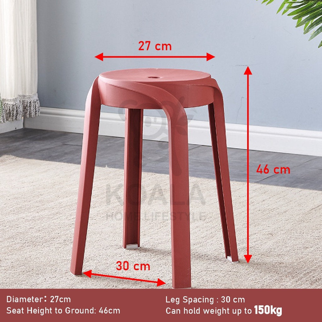 Koala Home Plastic Stool Chair/Stackable/Round Stool/High Stool/Nordic Minimalist Chair Thickened