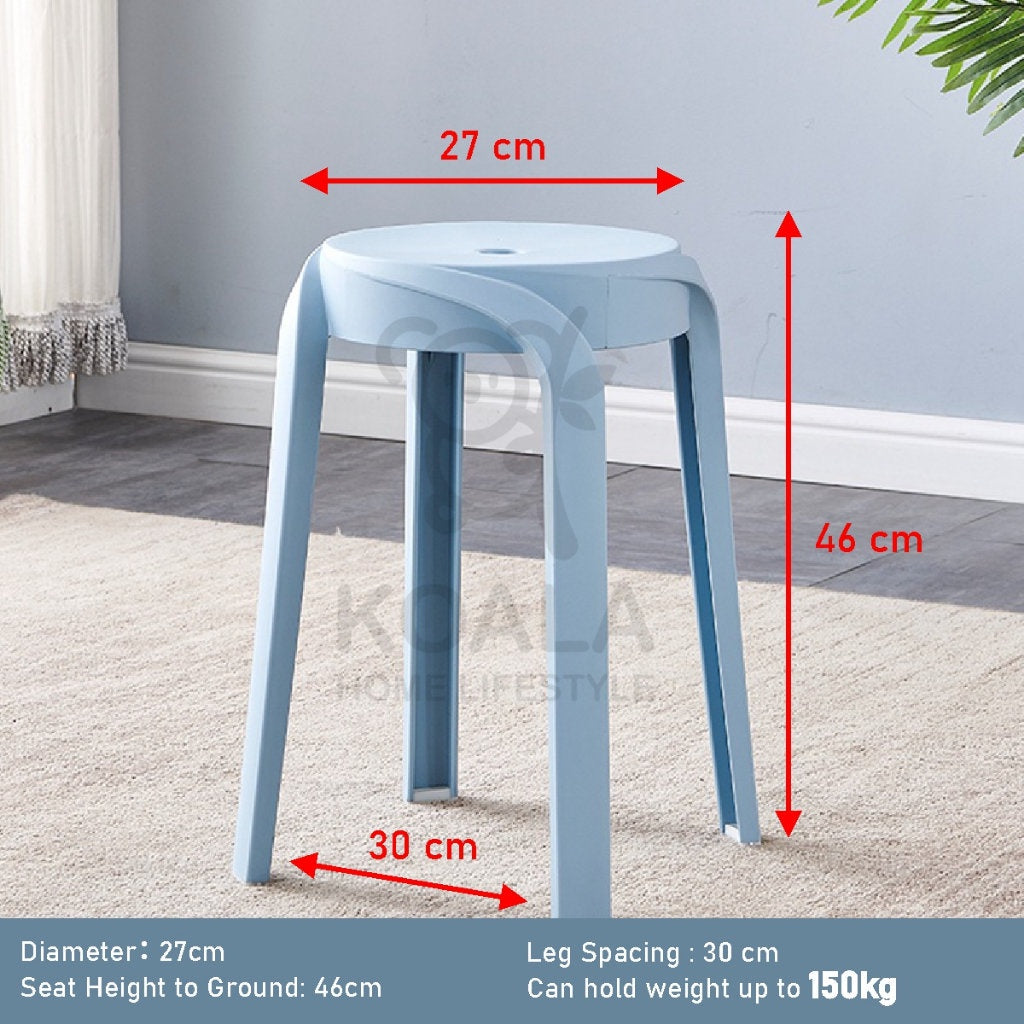 Koala Home Plastic Stool Chair/Stackable/Round Stool/High Stool/Nordic Minimalist Chair Thickened