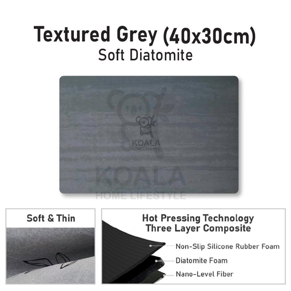 Koala Home Anti Slip Diatomite Absorbent Soft Mat / Hard Mat/Bathroom Mat/Floor Mat/Kitchen Mat Quick Dry