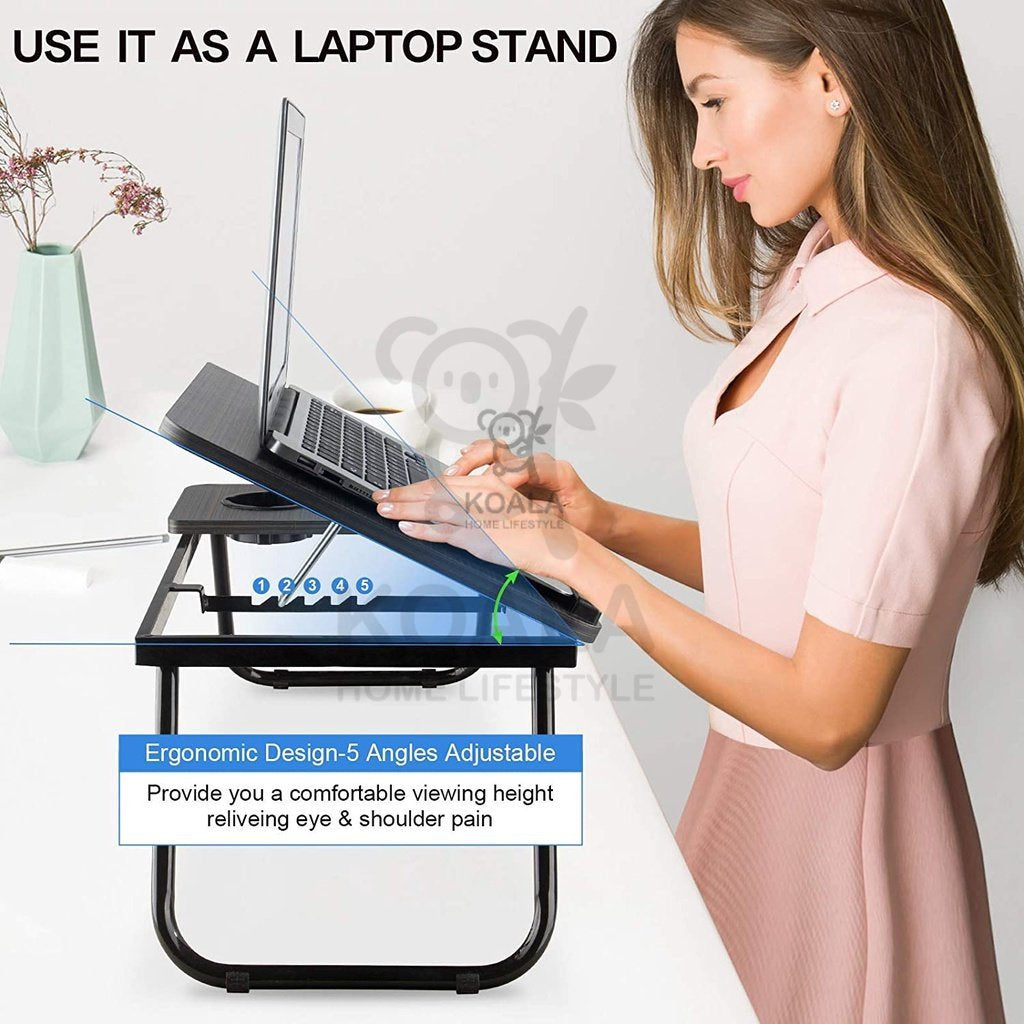 Koala Home Multi-purpose Foldable Laptop Table Lazy Table Bed Table with Tablet Holder for Work Study