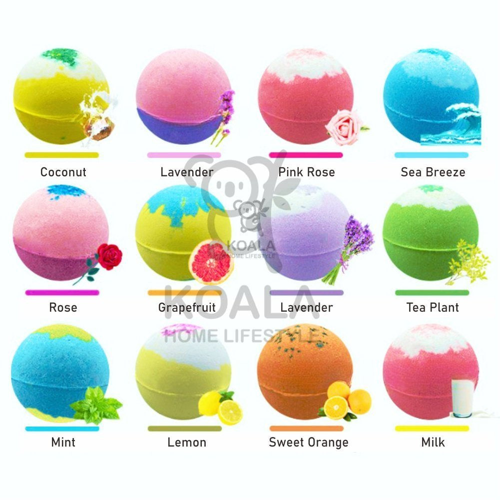 Koala Home Bath Bomb Ball 12 Kinds of Fragrance 100g Bubble Bathtub Bathroom Bath Natural Non-Toxic Gift Box