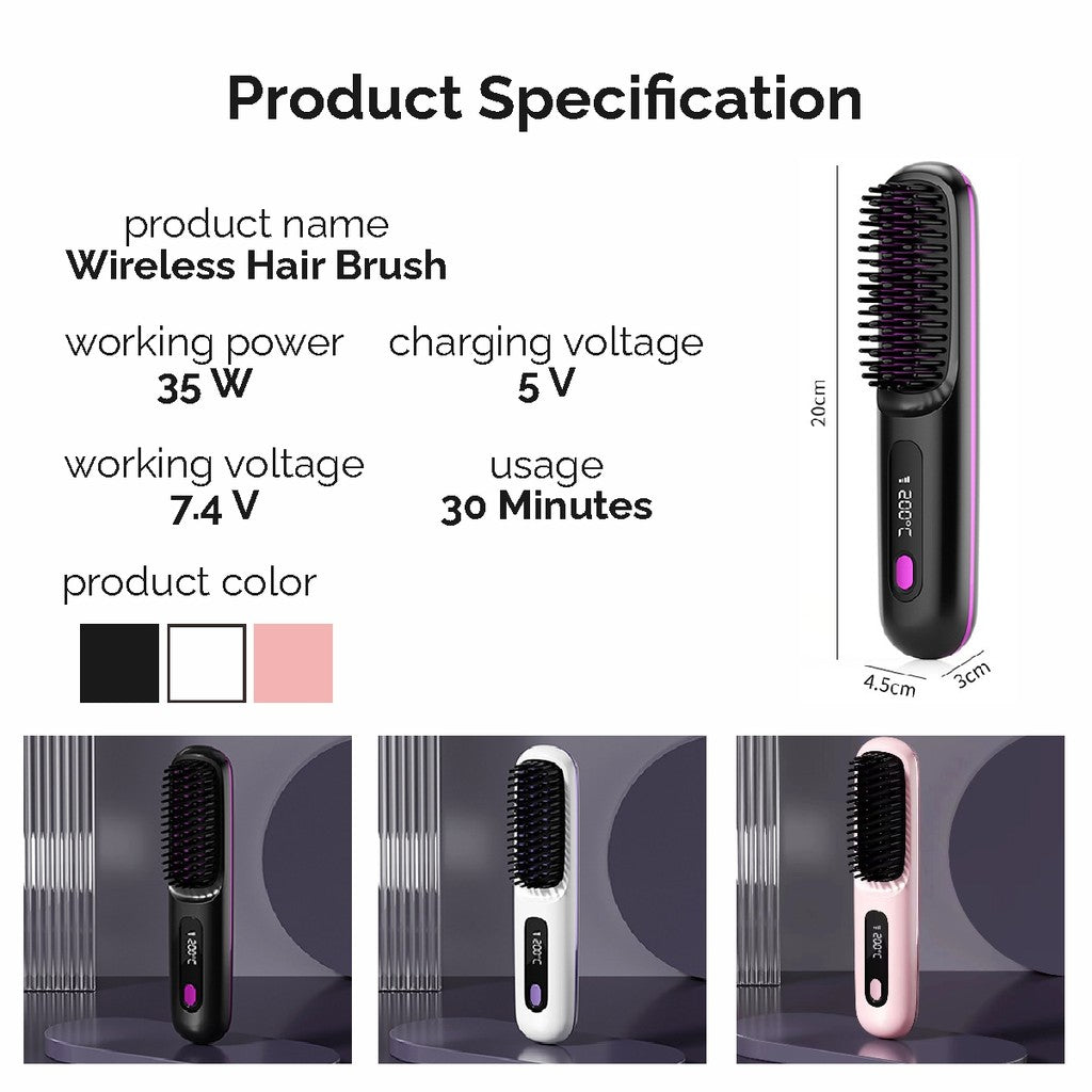 Koala Home Mini Hair Straightener/Hair Comb Straightener Comb Curler/ Wireless Hair Straightener WitNegative Ion