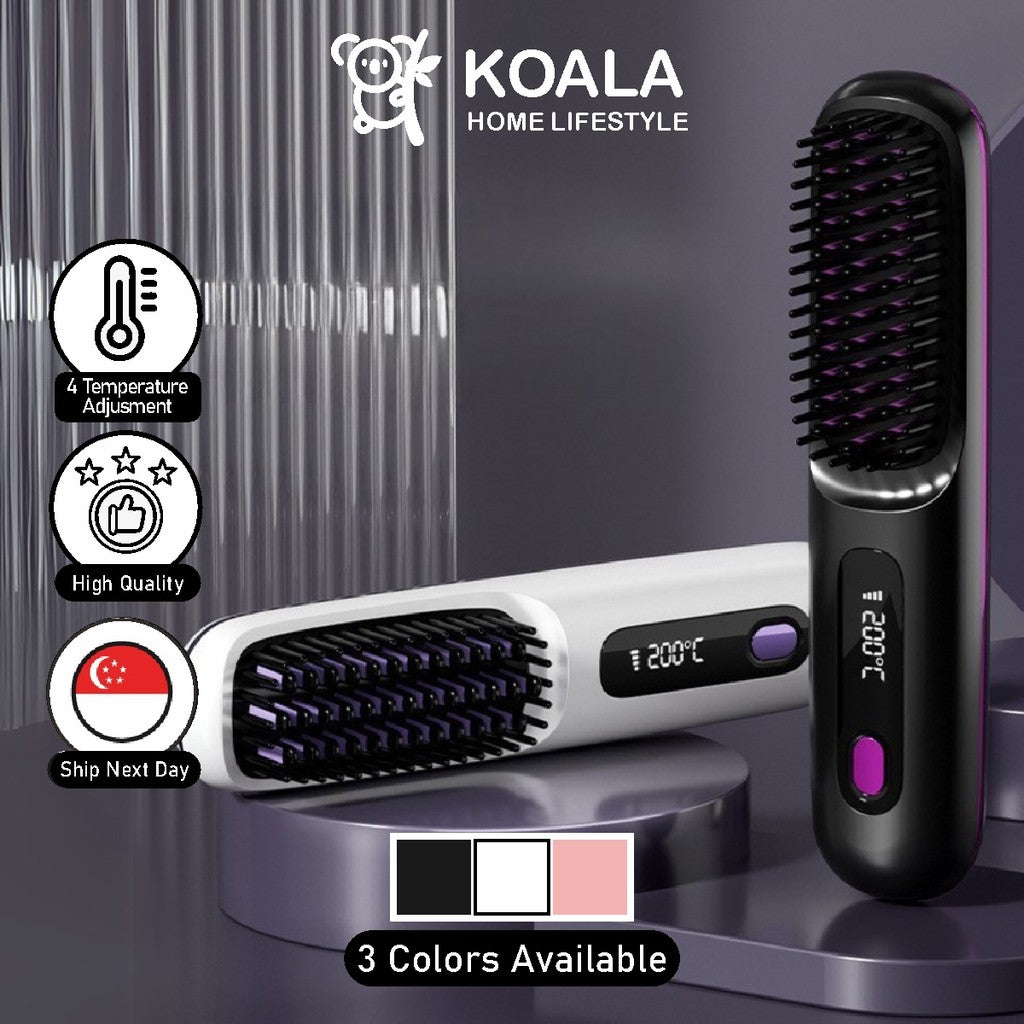 Koala Home Mini Hair Straightener/Hair Comb Straightener Comb Curler/ Wireless Hair Straightener WitNegative Ion