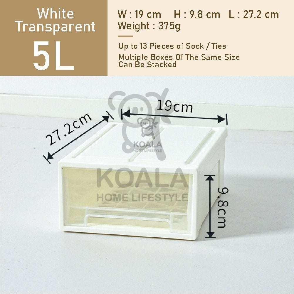 Koala Home Storage Drawers Box Stackable Storage Chest Drawers Box Transparent Plastic Organizer / Container