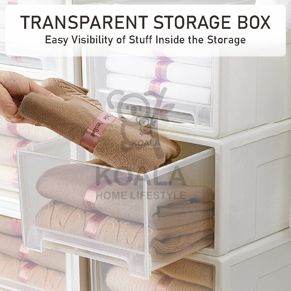 Koala Home Storage Drawers Box Stackable Storage Chest Drawers Box Transparent Plastic Organizer / Container