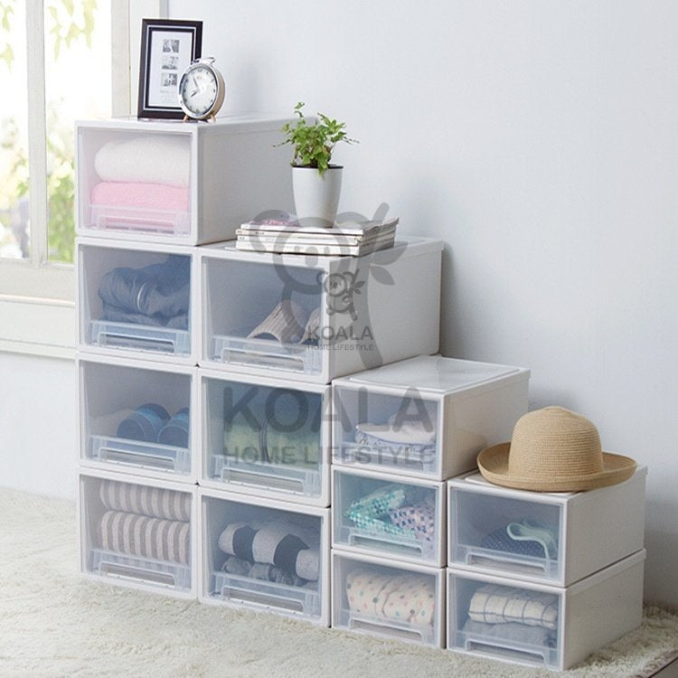 Koala Home Storage Drawers Box Stackable Storage Chest Drawers Box Transparent Plastic Organizer / Container