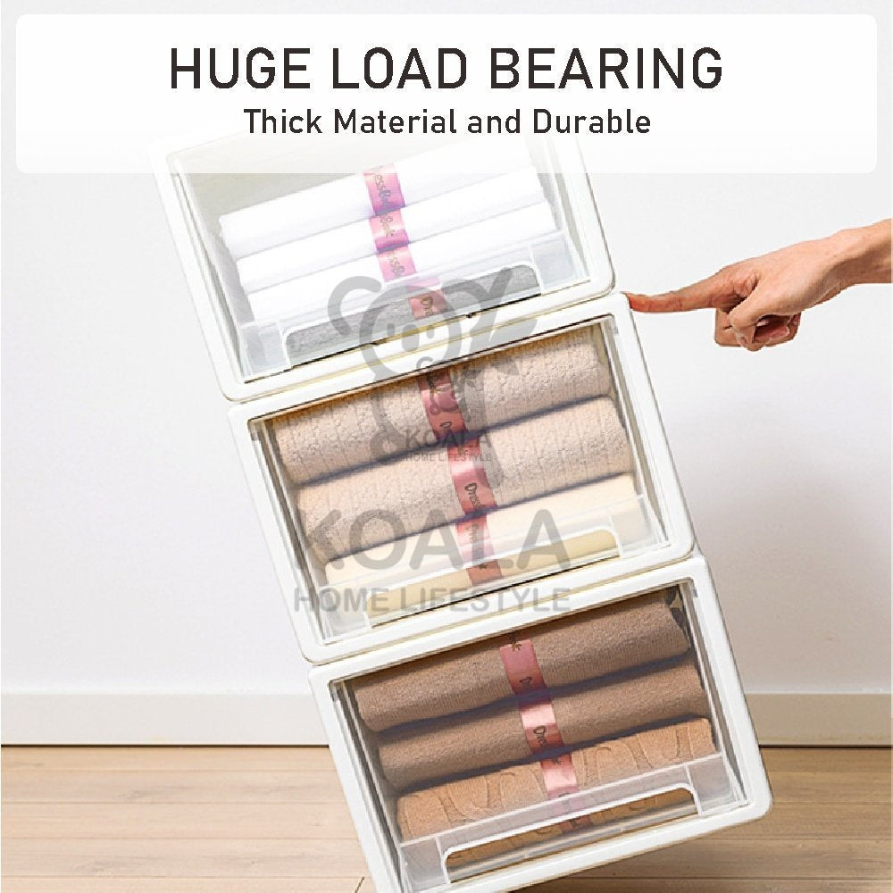 Koala Home Storage Drawers Box Stackable Storage Chest Drawers Box Transparent Plastic Organizer / Container