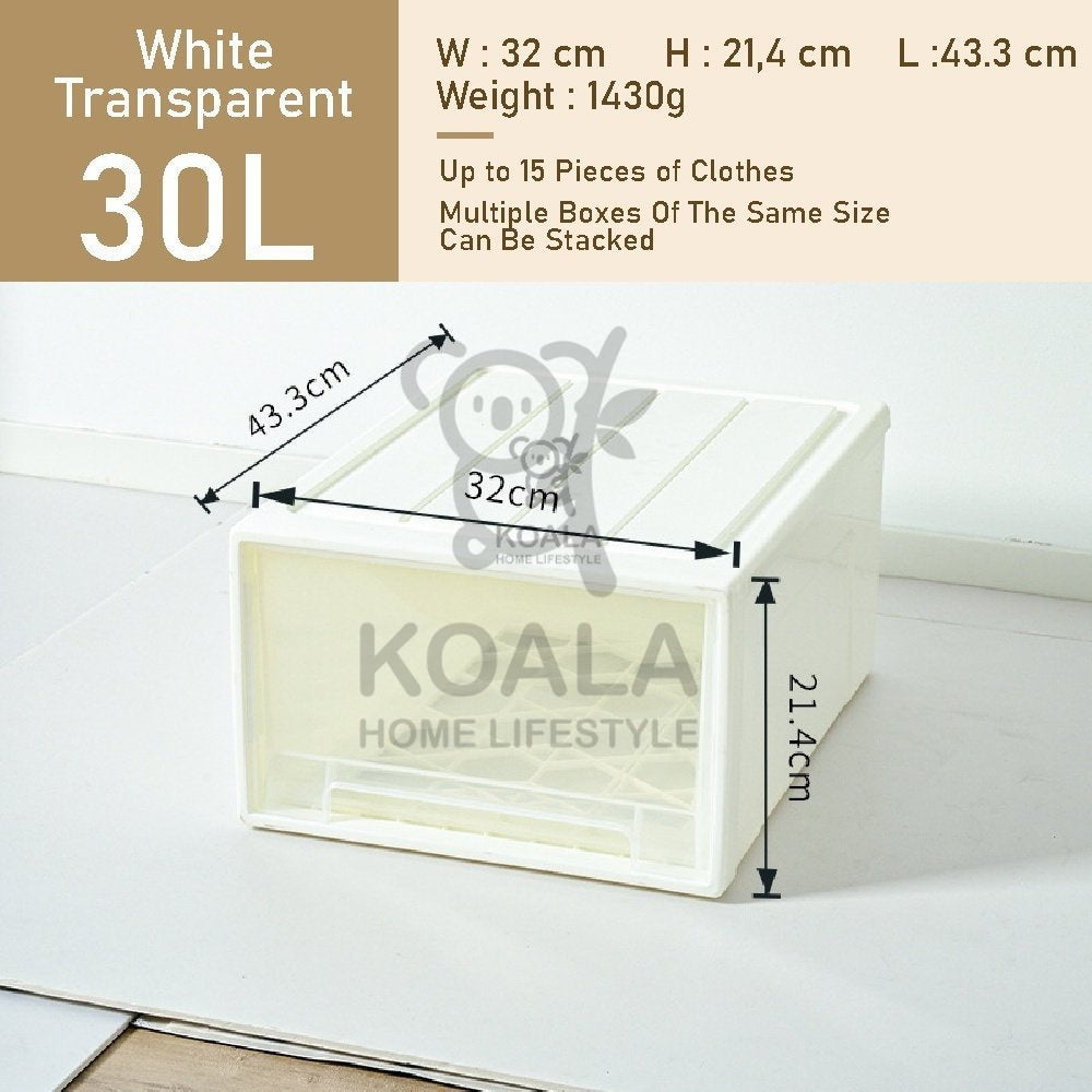 Koala Home Storage Drawers Box Stackable Storage Chest Drawers Box Transparent Plastic Organizer / Container