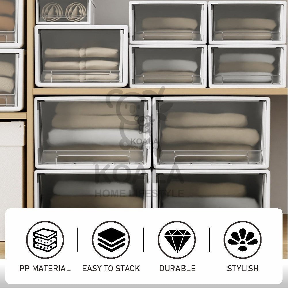 Koala Home Storage Drawers Box Stackable   Storage Chest Drawers Box Transparent Plastic Organizer / Container