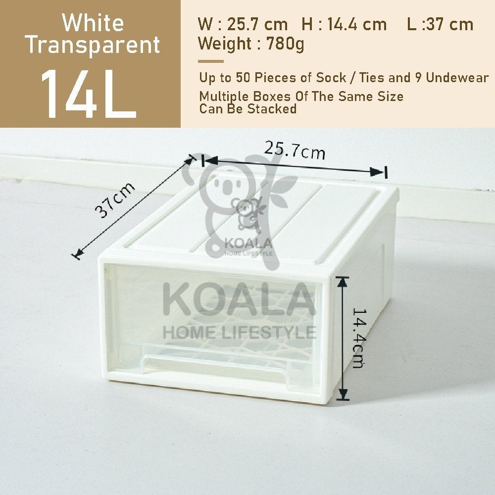 Koala Home Storage Drawers Box Stackable Storage Chest Drawers Box Transparent Plastic Organizer / Container