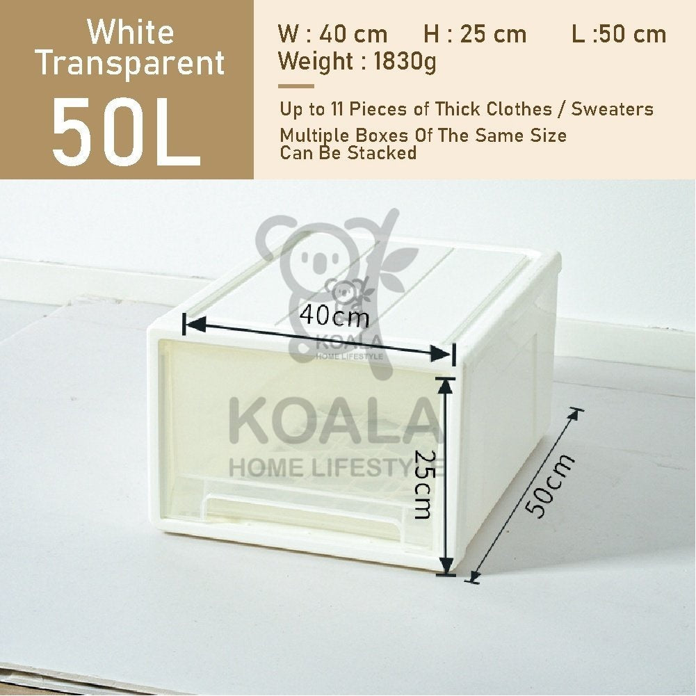 Koala Home Storage Drawers Box Stackable Storage Chest Drawers Box Transparent Plastic Organizer / Container