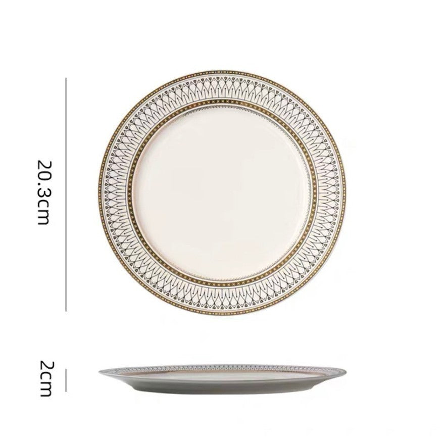 Koala Home Continental gilt plate - Western Meal Steak Plate - Cold Dish Plate - Spaghetti Plate