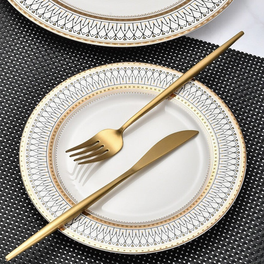 Koala Home Continental gilt plate - Western Meal Steak Plate - Cold Dish Plate - Spaghetti Plate