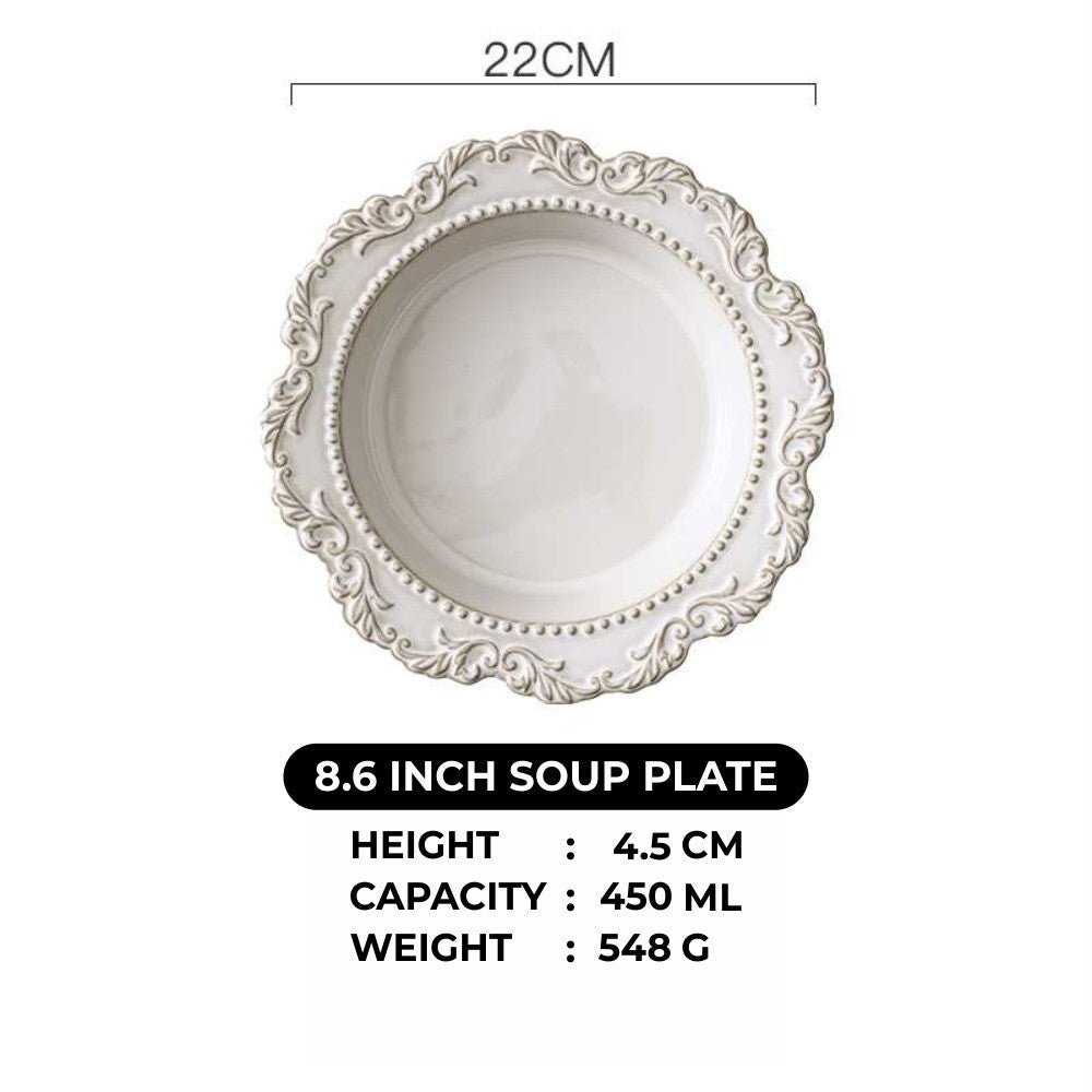 Koala Home Continental gilt plate - Western Meal Steak Plate - Cold Dish Plate - Spaghetti Plate