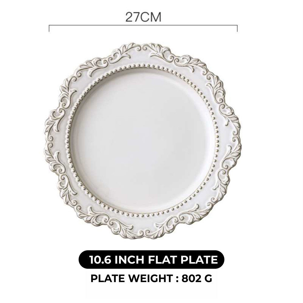 Koala Home Continental gilt plate - Western Meal Steak Plate - Cold Dish Plate - Spaghetti Plate