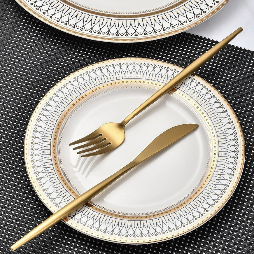 Koala Home Continental gilt plate - Western Meal Steak Plate - Cold Dish Plate - Spaghetti Plate