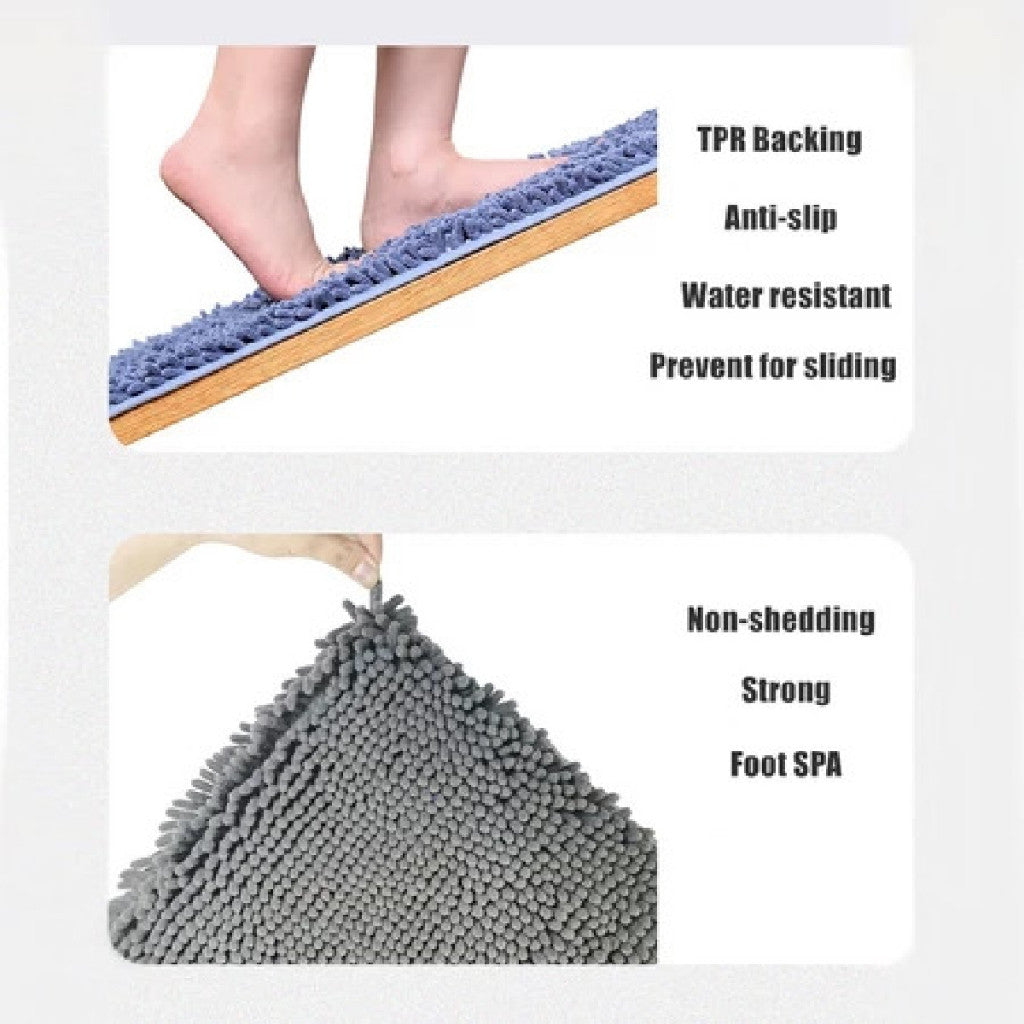 Koala Home Solid Color TPR Chenille Non-Slip Absorbent Bathroom Rug/Floor Mat/Carpet/ Kitchen Mat