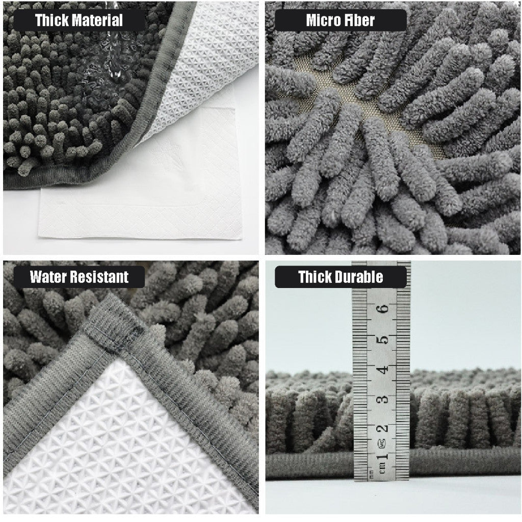 Koala Home Solid Color TPR Chenille Non-Slip Absorbent Bathroom Rug/Floor Mat/Carpet/ Kitchen Mat