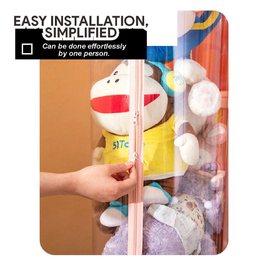 Koala Home Toy Storage/ Plush Doll Storage Box/ Toy Organizer Transparent PVC  Soft Toys Storage/  Dustproof Storage With Wheels