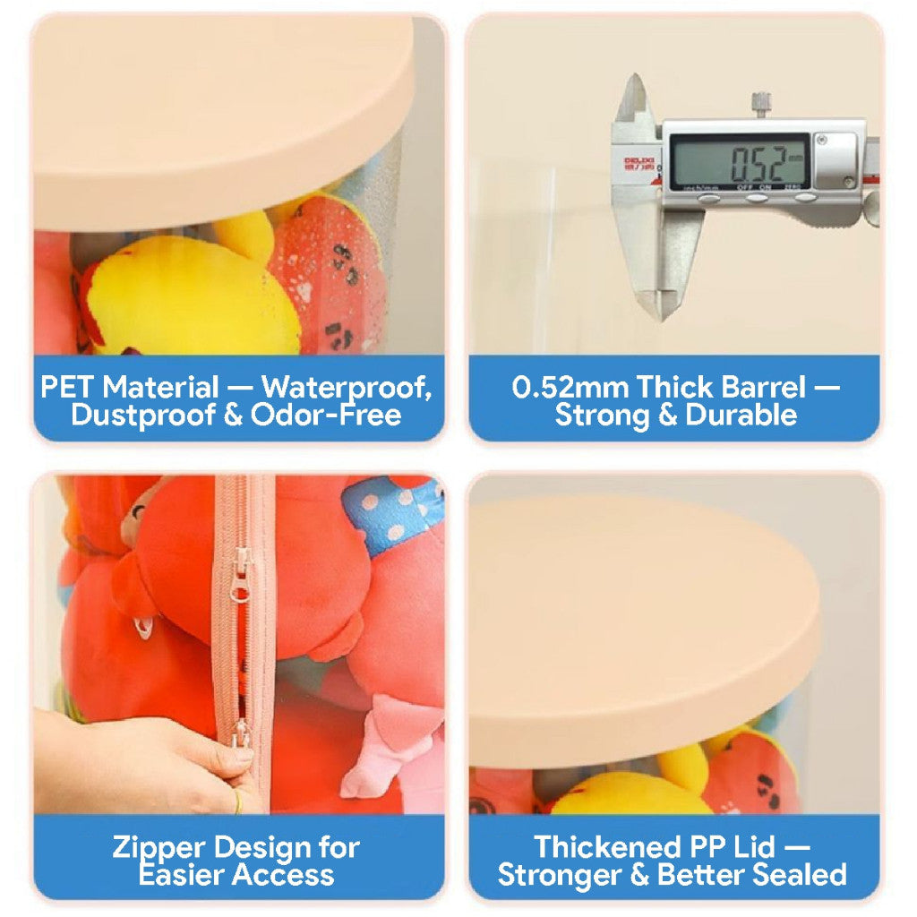 Koala Home Toy Storage/ Plush Doll Storage Box/ Toy Organizer Transparent PVC  Soft Toys Storage/  Dustproof Storage With Wheels