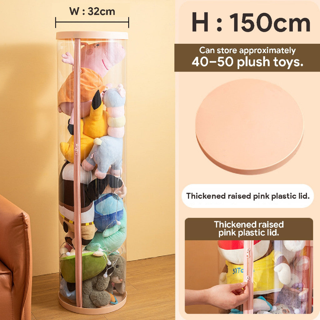 Koala Home Toy Storage/ Plush Doll Storage Box/ Toy Organizer Transparent PVC  Soft Toys Storage/  Dustproof Storage With Wheels