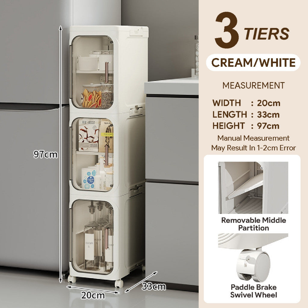 Koala Home  Slim Cabinet/kitchen cabinet / Plastic Storage Drawers / kitchen Organizer Shelf Rack