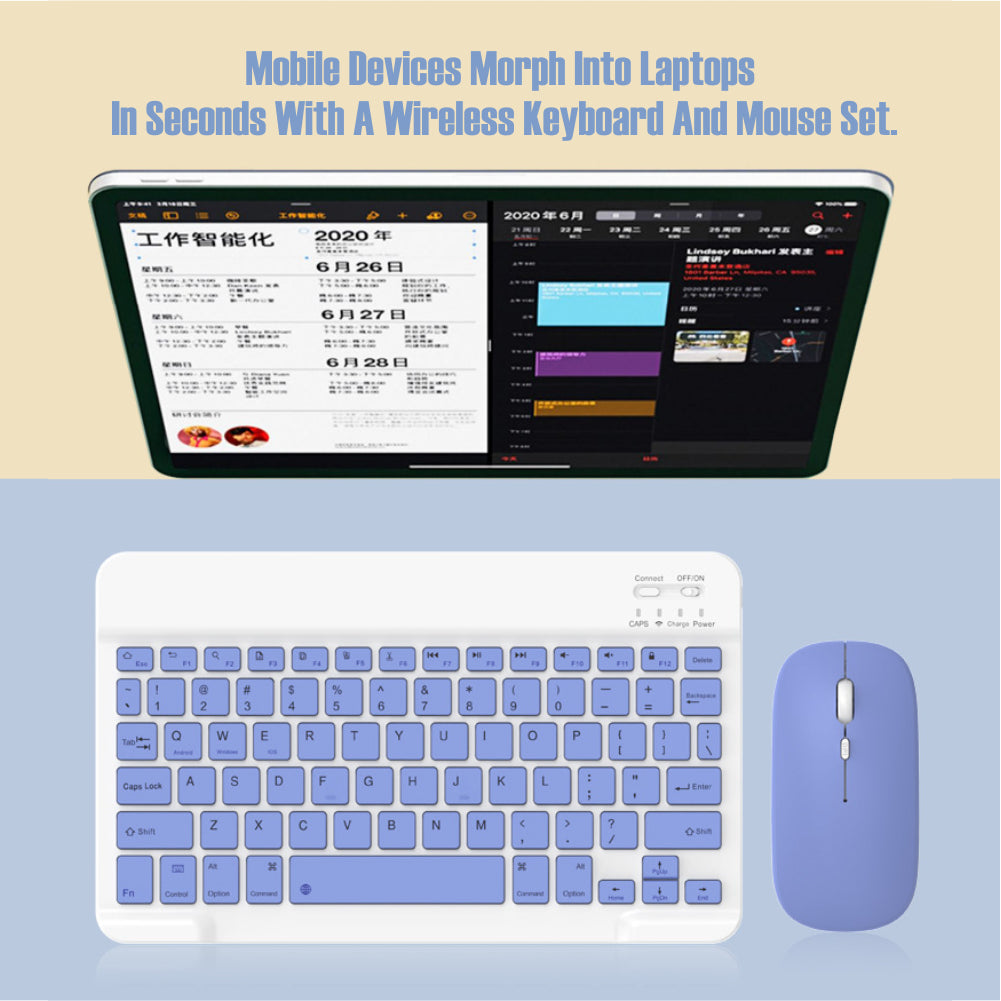 Koala Home Wireless Bluetooth Keyboard  Mouse Set mute Set Rechargeable Compatible with Phone/Tablet/iPad