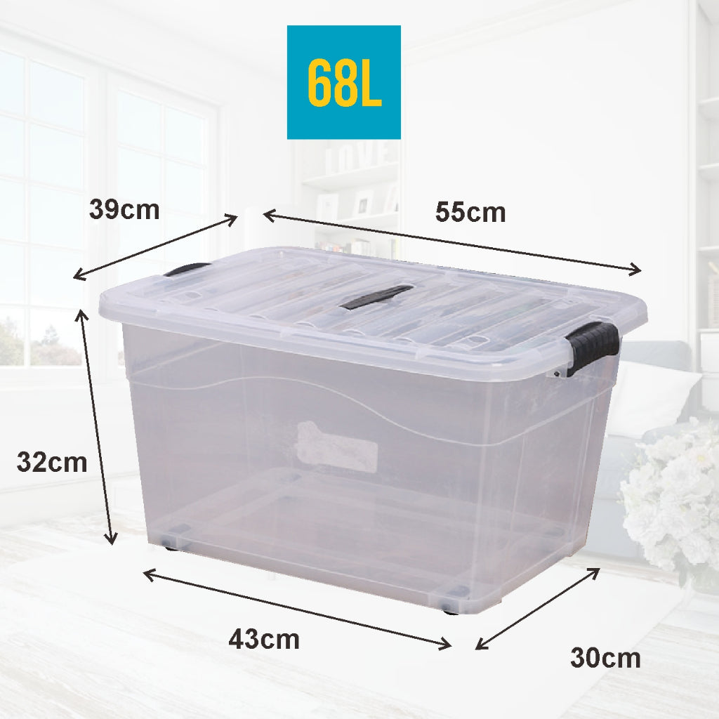 Koala Home Transparent Storage Box Organizer Stackable Container Waterproof With Wheels 15L/42L/47L/68L/92L/103L