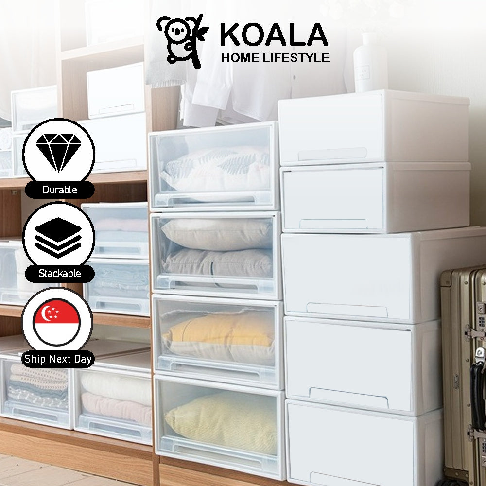 Koala Home Storage Drawers Box Stackable Storage Chest Drawers Box Transparent Plastic Organizer / Container