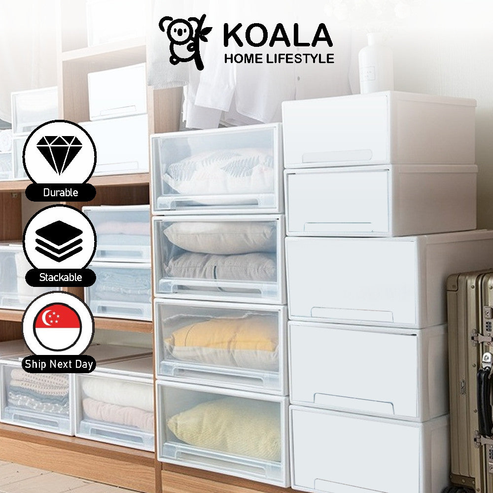 Koala Home Storage Drawers Box Stackable   Storage Chest Drawers Box Transparent Plastic Organizer / Container