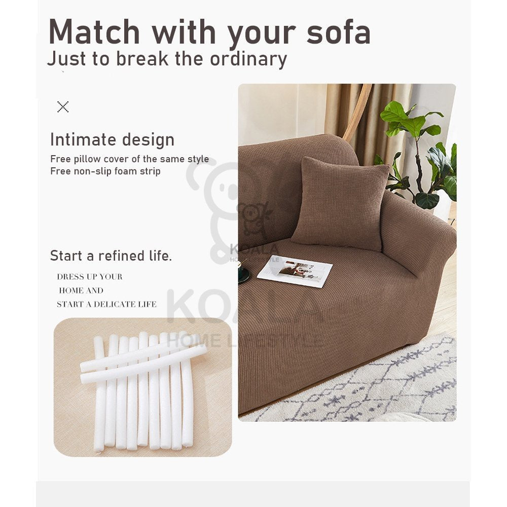 Koala Home Sofa Covers 1/2/3/4 Seater Sofa Cover Protector L Shape Sofa Stretch Velvet Sofa Cover