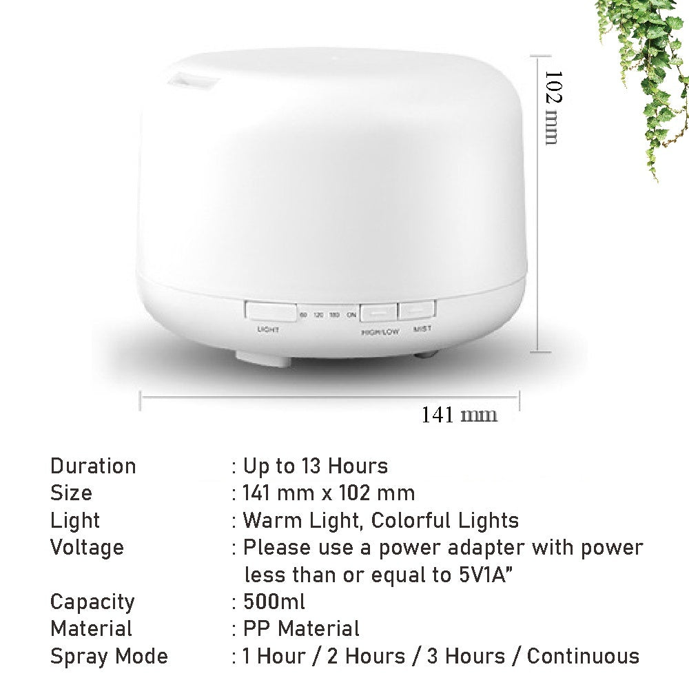 Koala Home Aromatherapy Humidifier Aroma Diffuser 8 LED Light  Ultrasonic USB Mute 500ML Christmas Gift