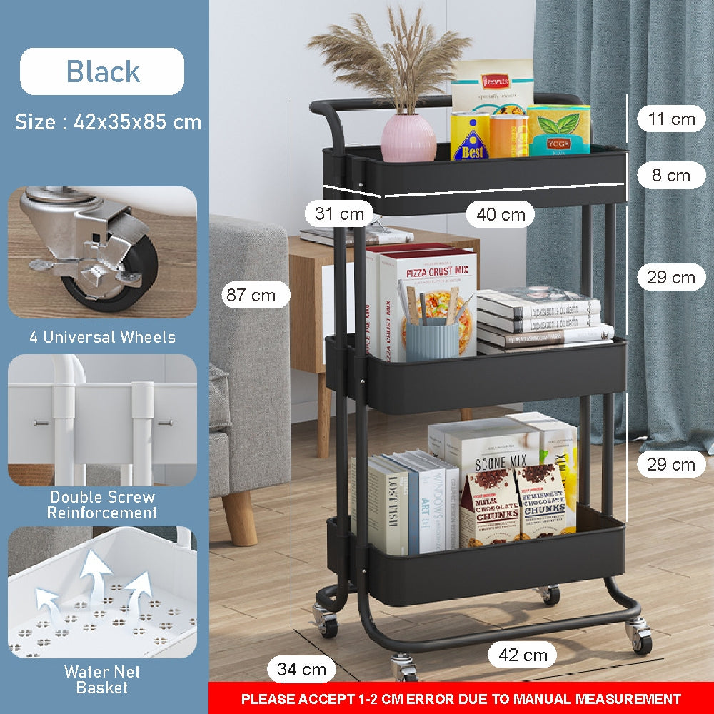 Koala Home Foldable Trolley Rack/Trolley Shelf/Kitchen Shelf Movable Storage Cart Organizer Free installation