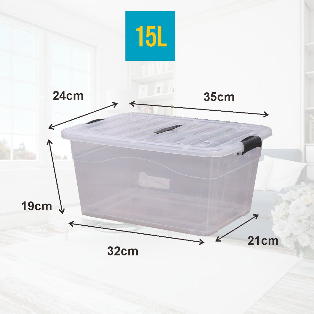 Koala Home Transparent Storage Box Organizer Stackable Container Waterproof With Wheels 15L/42L/47L/68L/92L/103L