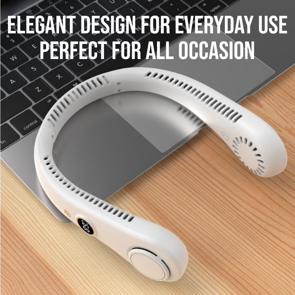 Koala Home Neck Fan Portable USB Rechargeable Fan 5 Speeds Digital Display Leafless Mute Large Wind Cooling Fans