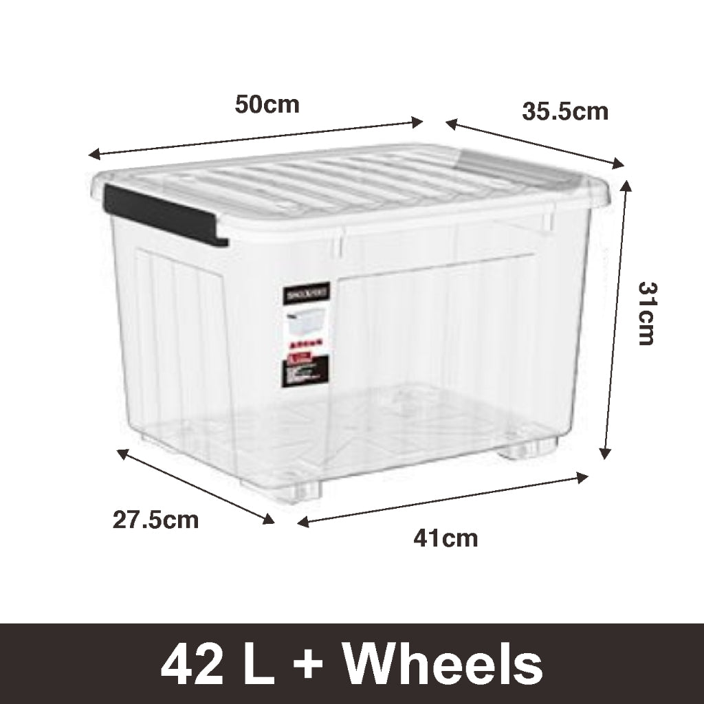 Koala Home Transparent Storage Box Organizer Stackable Container Waterproof With Wheels 15L/42L/47L/68L/92L/103L