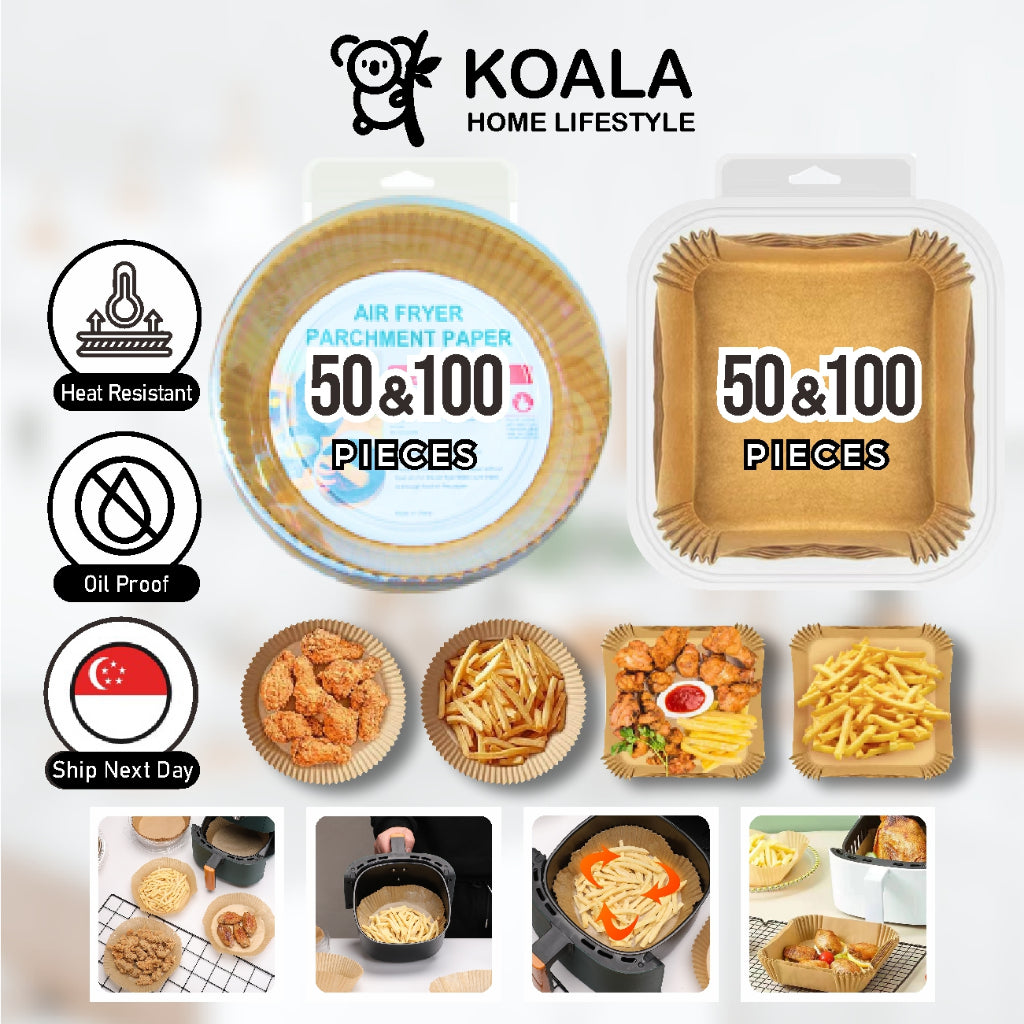 Koala Home Air Fryer Paper Disposable Oilproof Liners Non-Stick Parchment  Steamer Oven Baking  100pcs / 50Pcs