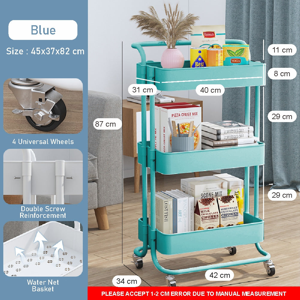 Koala Home Foldable Trolley Rack/Trolley Shelf/Kitchen Shelf Movable Storage Cart Organizer Free installation