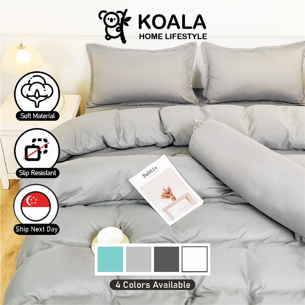 🇸🇬Koala Home🔥Quilt Cover Duvet Cover Bed Sheet Set Fitted Sheet Set Bedsheet Bedsheet Set Plain Colour Soft Fitted