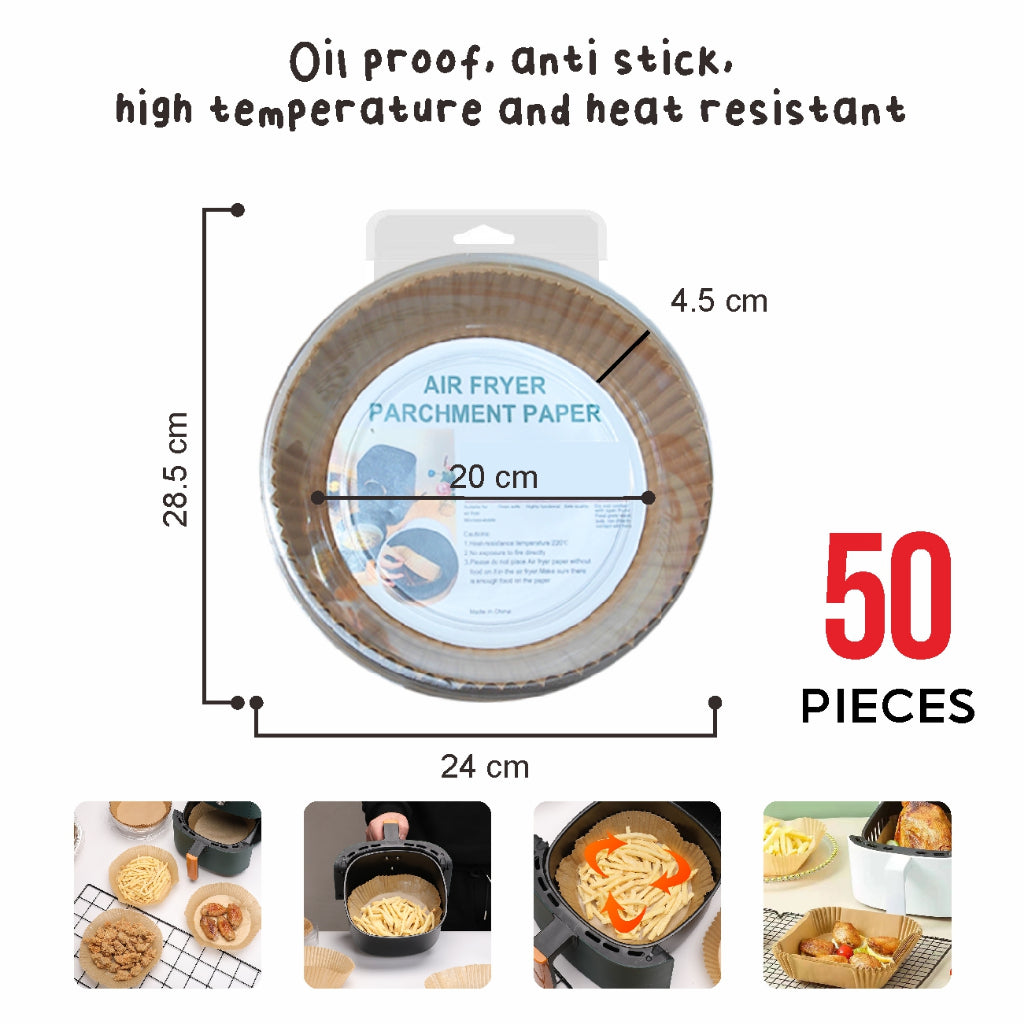 Koala Home Air Fryer Paper Disposable Oilproof Liners Non-Stick Parchment  Steamer Oven Baking  100pcs / 50Pcs