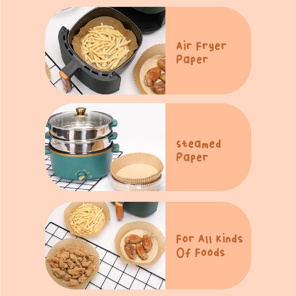 Koala Home Air Fryer Paper Disposable Oilproof Liners Non-Stick Parchment  Steamer Oven Baking  100pcs / 50Pcs