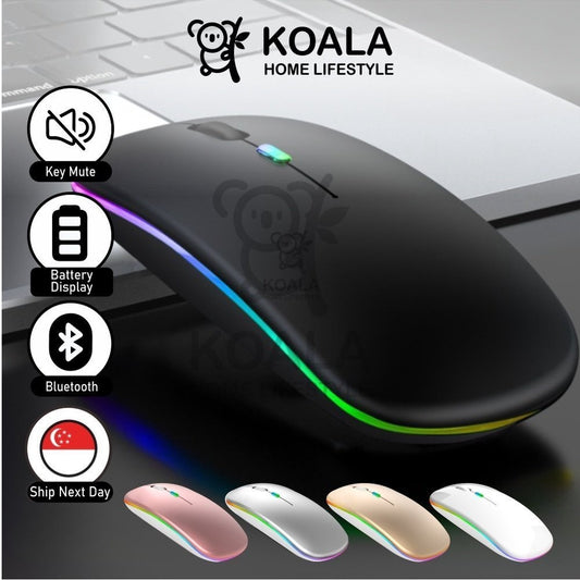 Koala Home Wireless Mouse 2.4Ghz Receiver Optical Adjustable Silent led usb Rechargeable for Laptop notebook