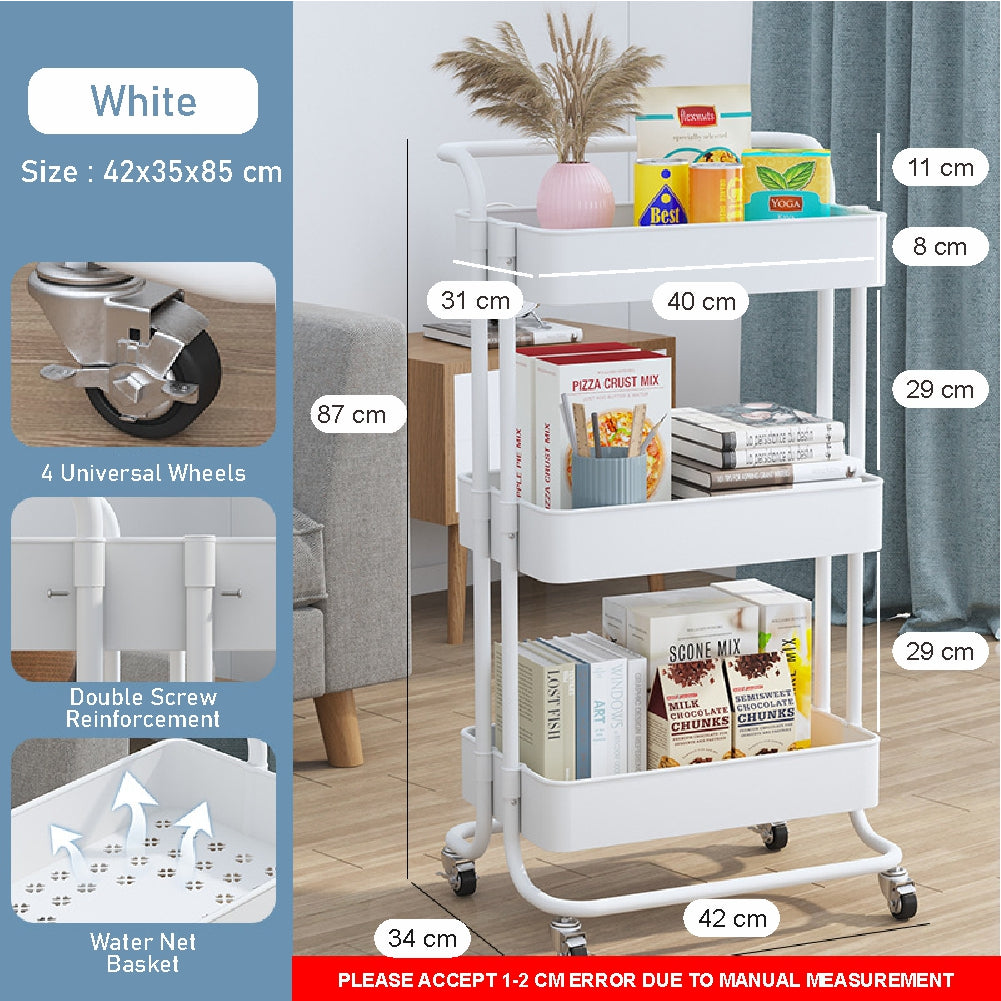 Koala Home Foldable Trolley Rack/Trolley Shelf/Kitchen Shelf Movable Storage Cart Organizer Free installation