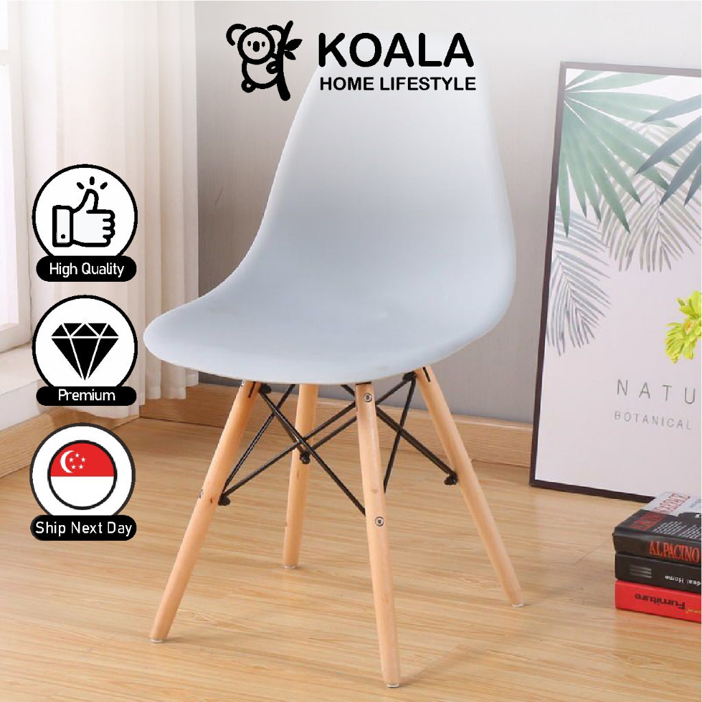 Koala Home Eames Dining Chair Leisure Office Chairs PP Wood Leg Nordic Style Sturdy Hotel Stool