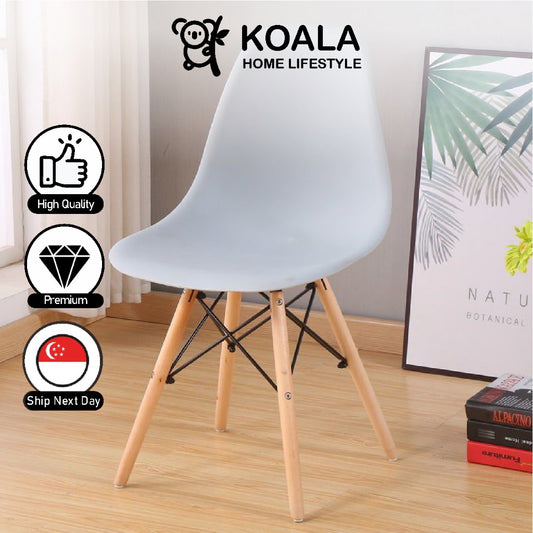 Koala Home Eames Dining Chair Leisure Office Chairs PP Wood Leg Nordic Style Sturdy Hotel Stool